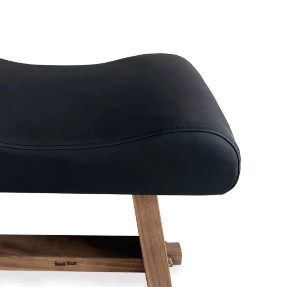 Le Tabouret Suar avec Cuir - Naturel Noir