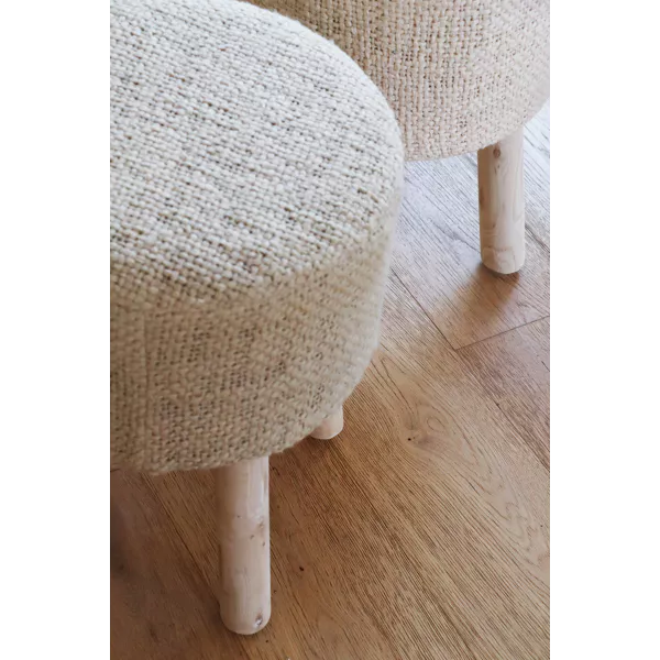 ASHRAM - tabouret - coton / bois - DIA 35 x H 46 cm - sable