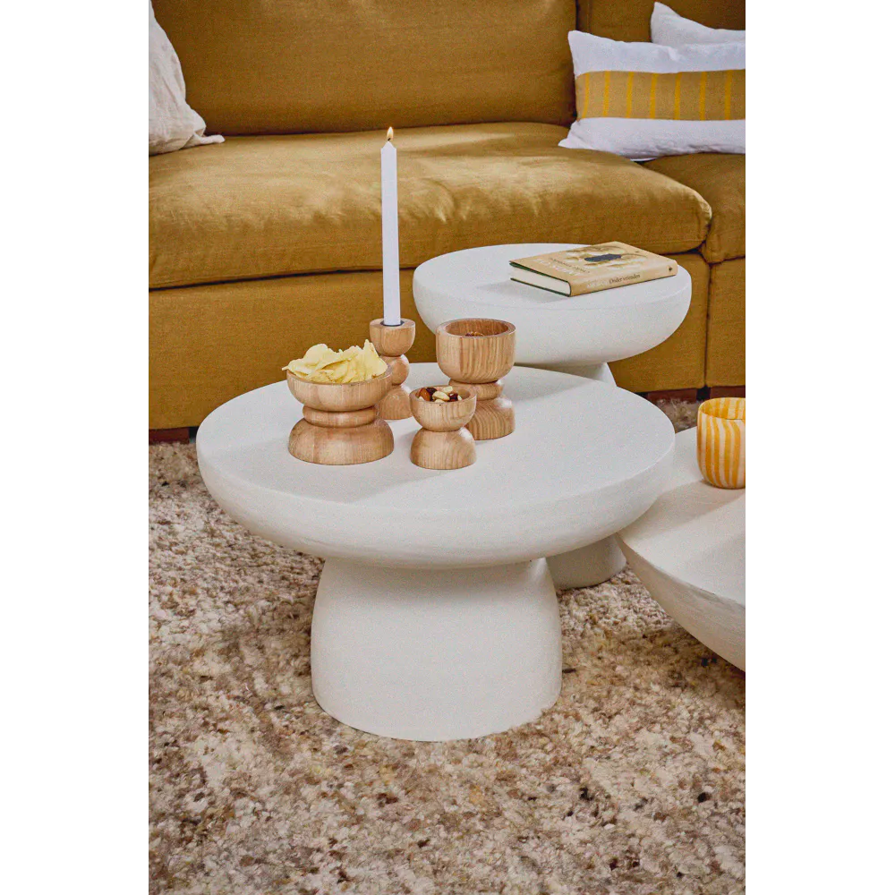 PRETORIA - table d'appoint - enduit à la chaux - DIA 60 x H 35 cm - blanc cassé
