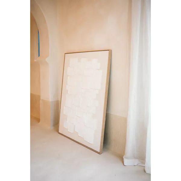 VICENZA - déco murale - lin / bois de pin - L 103 x W 4,3 x H 143 cm - blanc cassé