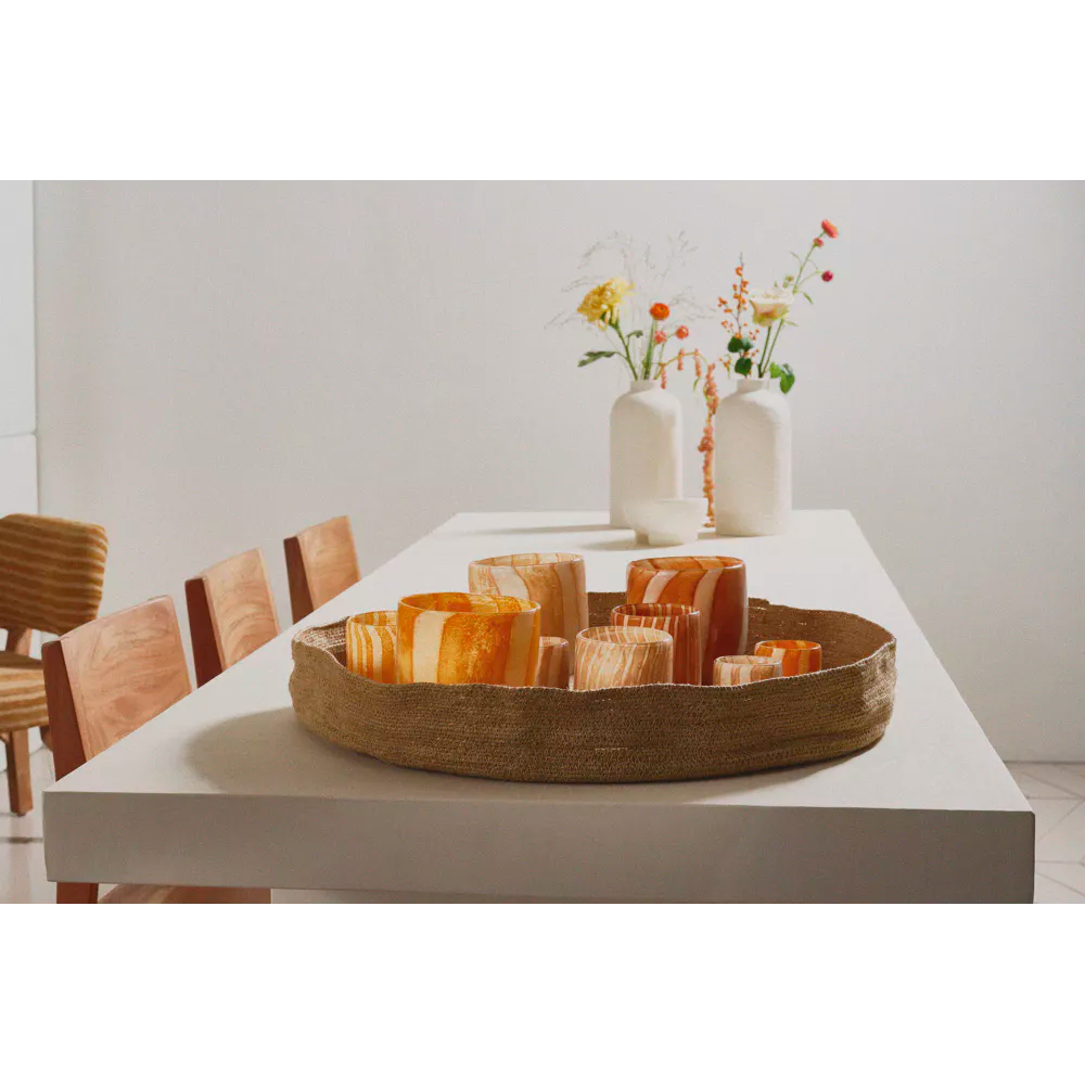 PIASTRO - table - enduit à la chaux - L 220 x W 85 x H 75 cm - blanc cassé