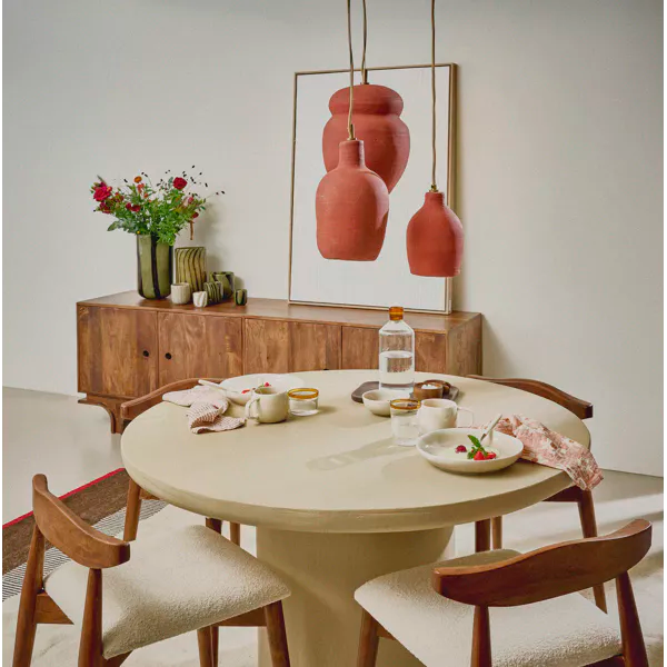 PIASTRO - table - enduit à la chaux - DIA 115 x H 76 cm - gris/beige