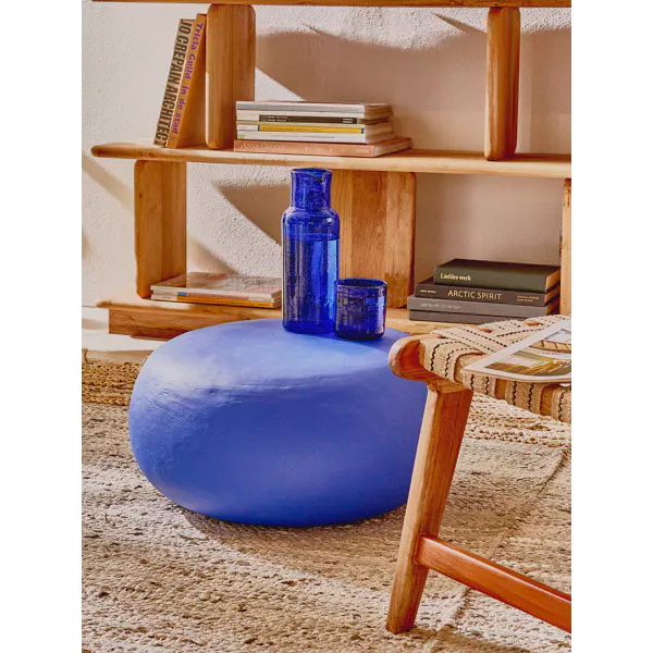 PRETORIA - table d'appoint - enduit à la chaux - DIA 50 x H 25 cm - bleu