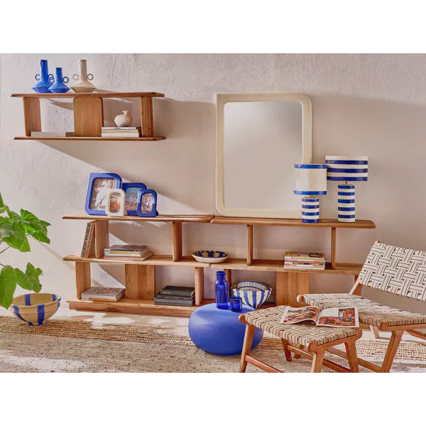PRETORIA - table d'appoint - enduit à la chaux - DIA 50 x H 25 cm - bleu