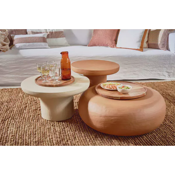 PRETORIA - table d'appoint - enduit à la chaux - DIA 70 x H 25 cm - terracotta