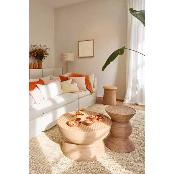 TAMBOU - table basse - rotin / bambou - DIA 70 x H 40 cm - naturel