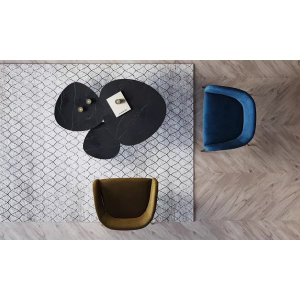AXIO - set/3 tables d'appoint - marbre - L 40/54/74 x W 40/52/68 x H 36/41/45 cm - noir