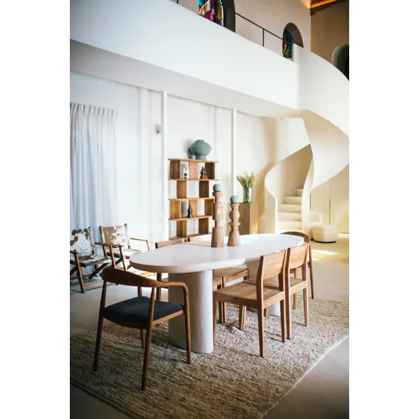 PIASTRO - table - enduit à la chaux - L 220 x W 100 x H 76 cm - blanc cassé