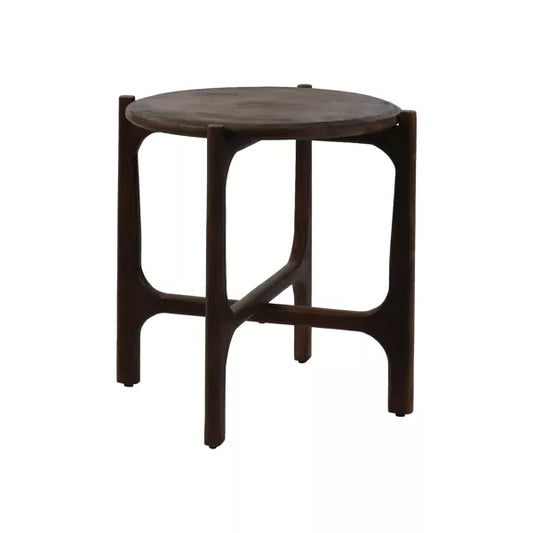 CABANE - table d'appoint - bois de mangier - DIA 45 x H 50 cm - noyer