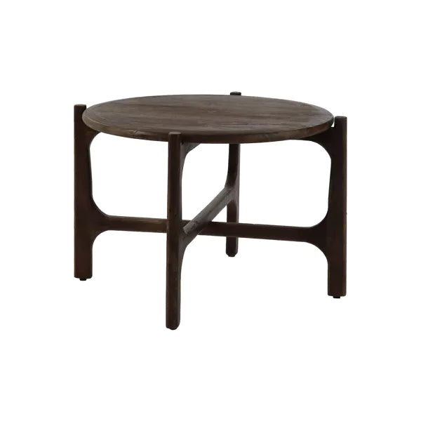 CABANE - table d'appoint - bois de mangier - DIA 55 x H 40 cm - noyer