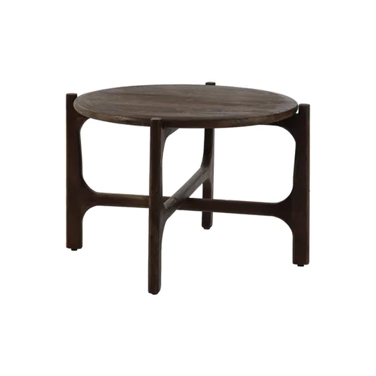 CABANE - table d'appoint - bois de mangier - DIA 55 x H 40 cm - noyer