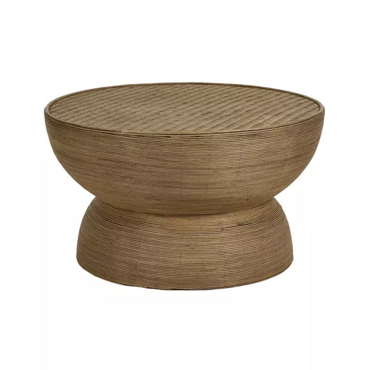 TAMBOU - table basse - rotin / bambou - DIA 70 x H 40 cm - naturel